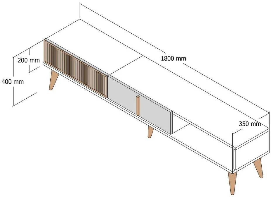TV staliukas Kalune Design Televizoriaus stovas Milan Alt - Walnut, Baltas