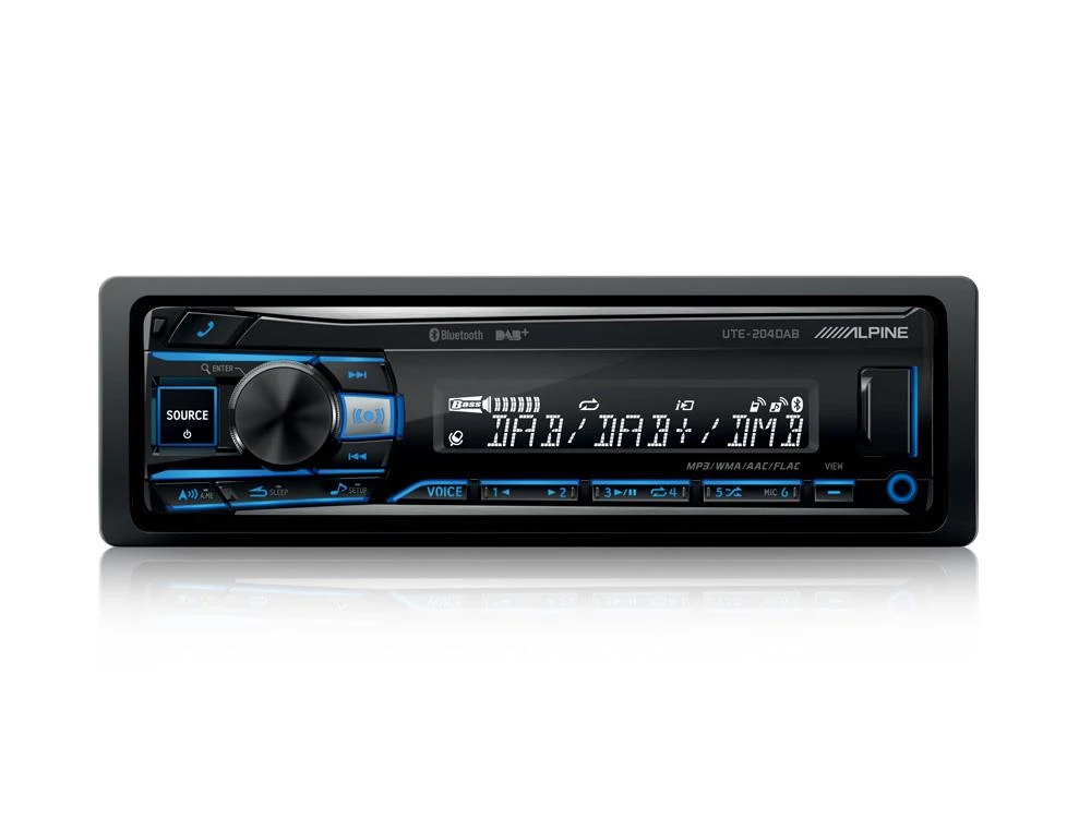 Alpine UTE-204DAB automagnetola su melynu apsvietimu