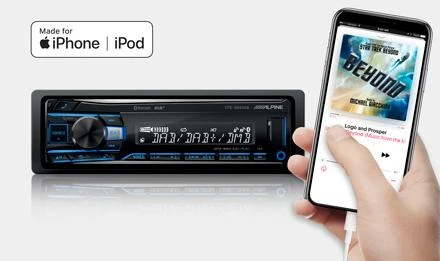 Alpine UTE-204DAB valdymas išmaniuoju telefonu