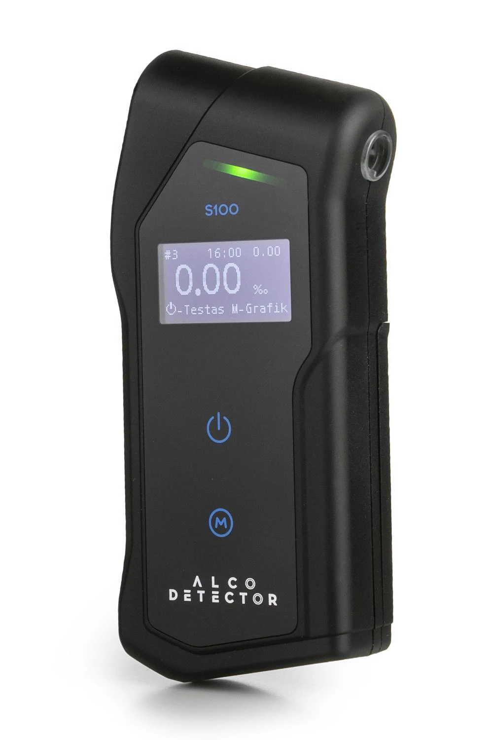 Alkotesteris Alcodetector S100 su įjungtu ekranu