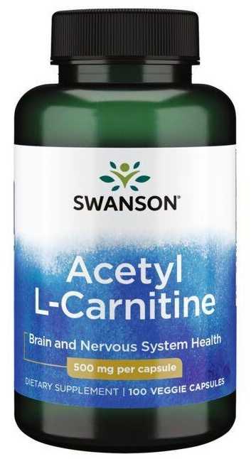 Acetyl L-Karnitinas, Swanson, 500mg, 100 kapsulių