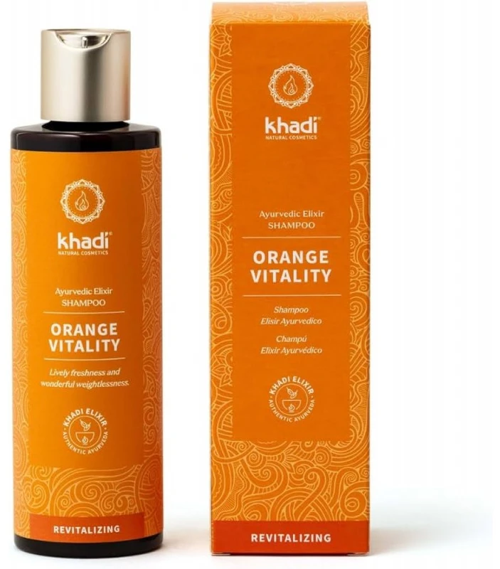 Ajurvedinis atgaivinantis šampūnas Oranžinis Vitality Eliksyras, Khadi, 200 ml