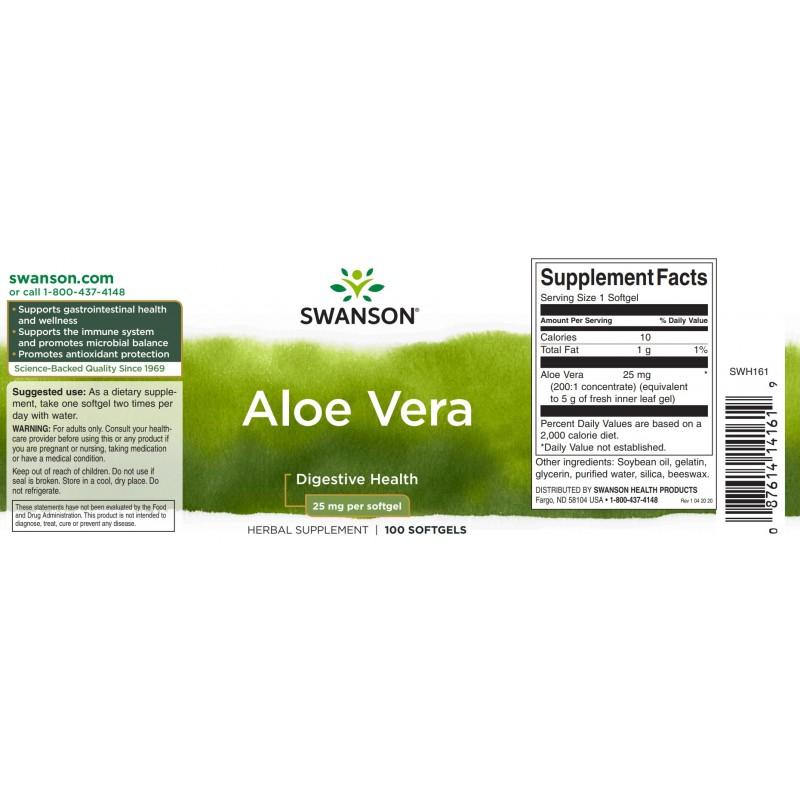 Alavijų ekstraktas Aloe Vera, Swanson, 25mcg, 100 kapsulių