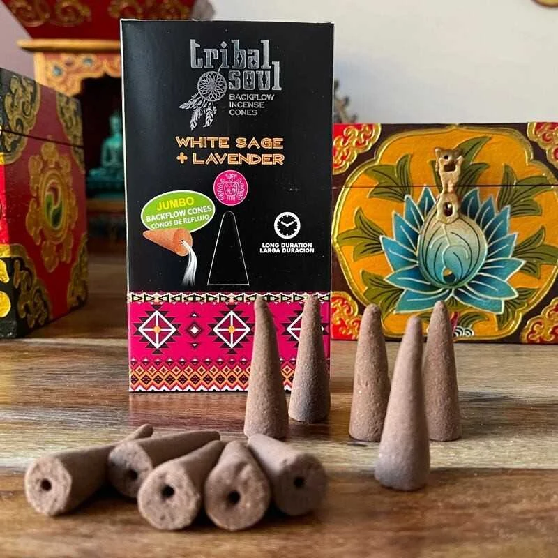 Hari Darshan Atbulinio smilkymo kūginiai smilkalai Baltas Sage Lavender, Tribal Soul, 15g