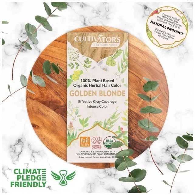 Augaliniai auksinio rudumo plaukų dažai Golden Skirtas šviesiems plaukams, Cultivator's, 100g