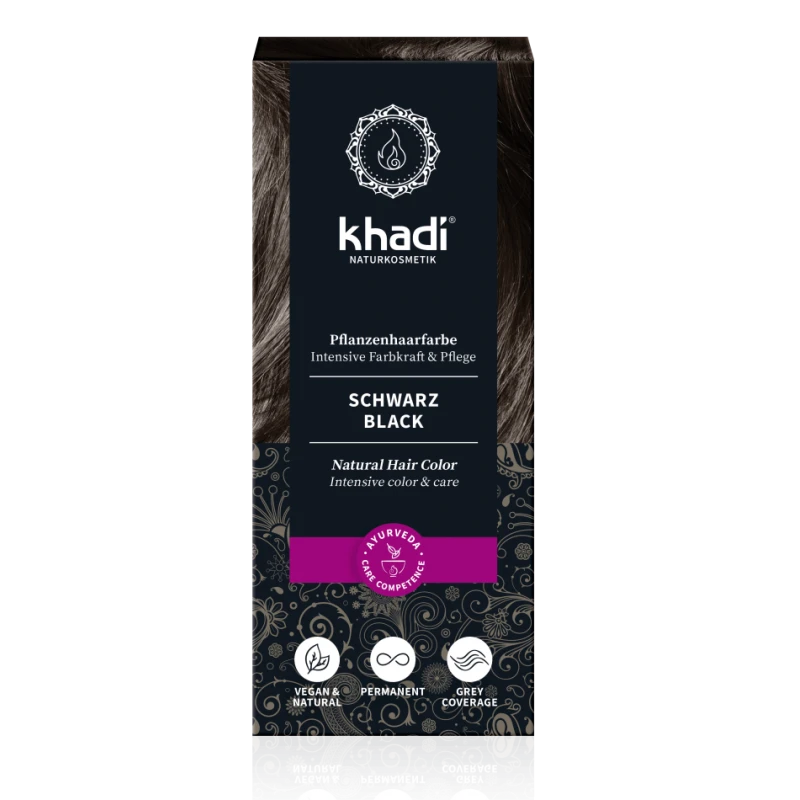 Augaliniai juodi plaukų dažai Juodas, Khadi Naturprodukte, 100g