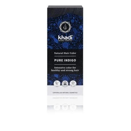 Augaliniai mėlynai juodi plaukų dažai Pure Indigo, Khadi, 100g