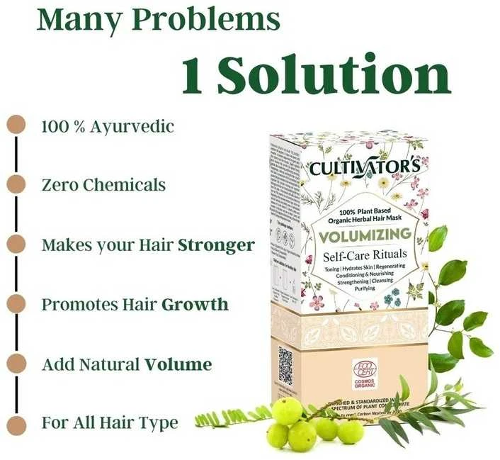 Augaliniai plaukų kaukės milteliai apimčiai Volumizing, Cultivator's, 100g