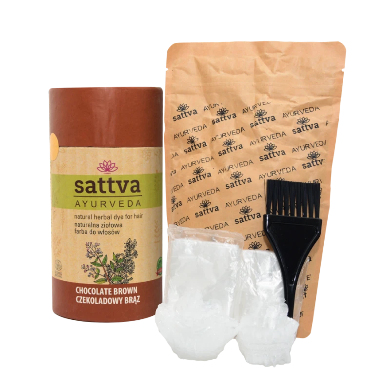 Augaliniai šokoladinės rudos spalvos plaukų dažai Chocolate Brown, Sattva Ayurveda, 150g