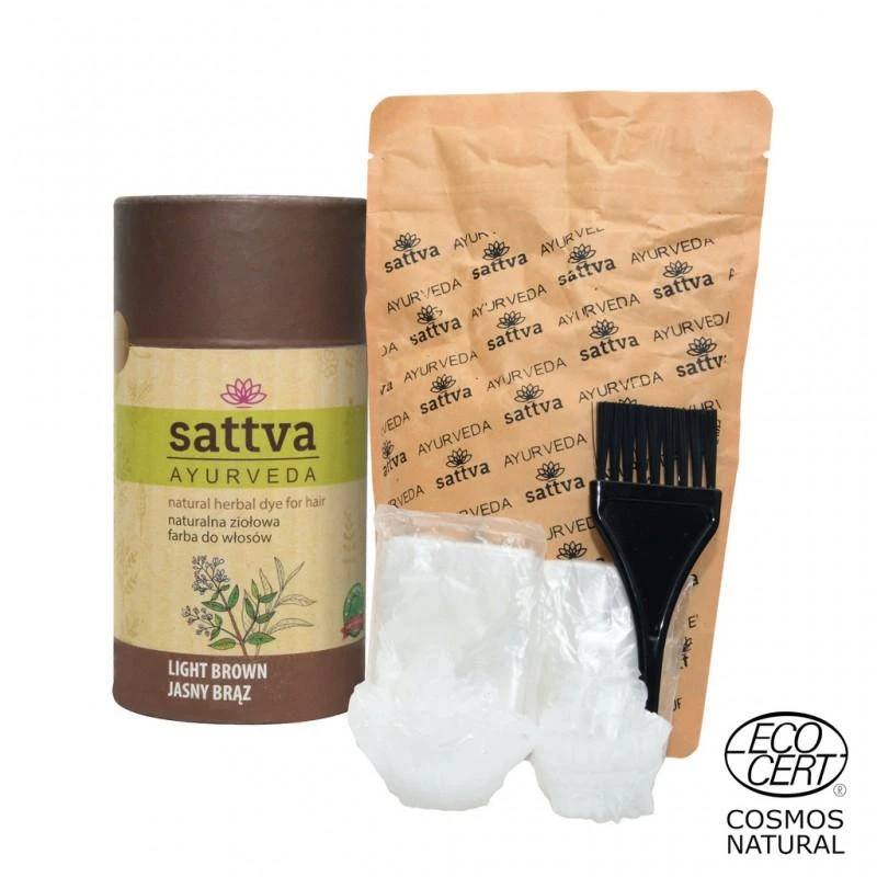 Augaliniai šviesiai rudi plaukų dažai šviesiai rudas, Sattva Ayurveda, 150g