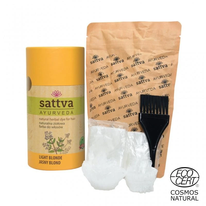 Augaliniai šviesūs plaukų dažai Light Skirtas šviesiems plaukams, Sattva Ayurveda, 150g