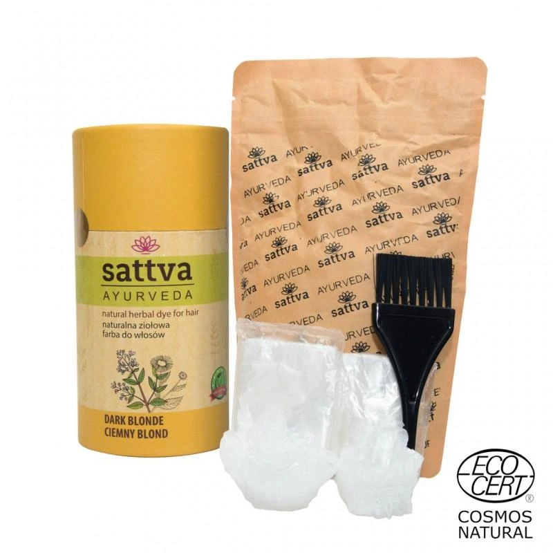 Augaliniai tamsiai šviesūs plaukų dažai Dark Skirtas šviesiems plaukams, Sattva Ayurveda, 150g