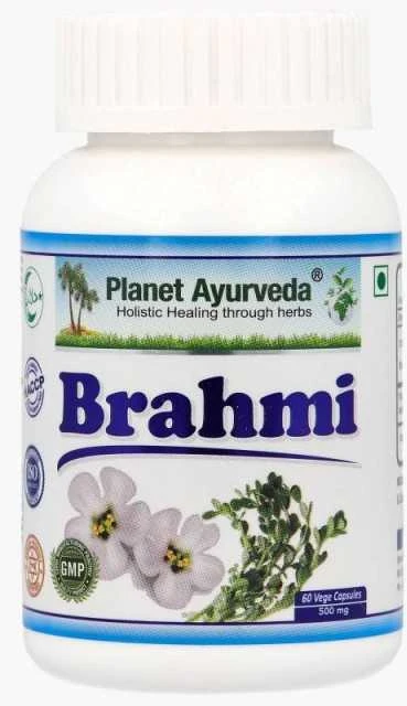 Ayumi Naturals Mėlynžiedė taškuonė Brahmi, ekologiška, Planet Ayurveda, 60 kapsulių