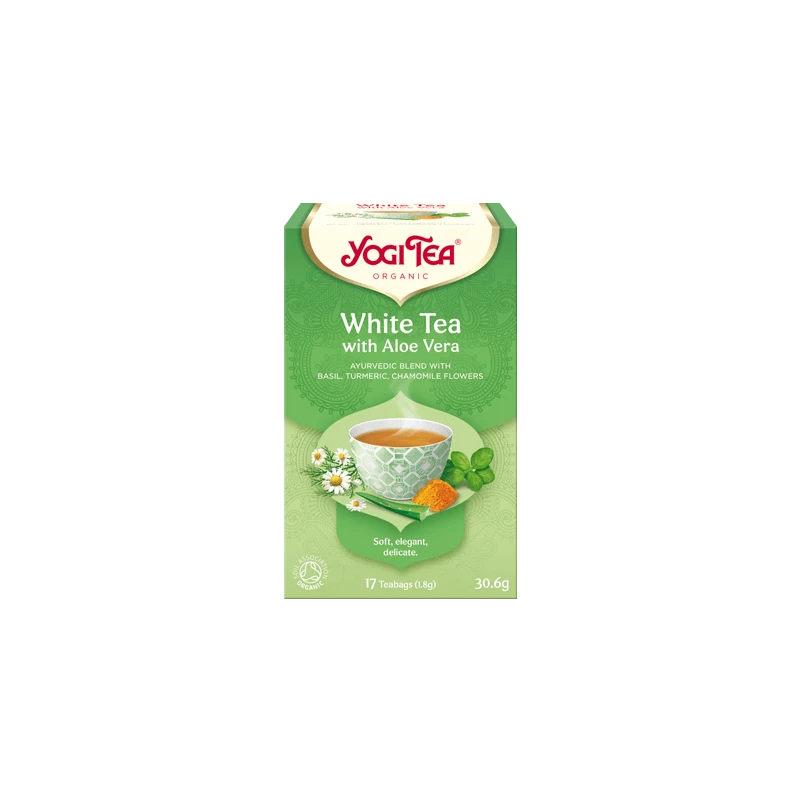 Baltoji arbata su alavijais Baltas Tea Aloe Vera, Yogi Tea, 17 pakelių