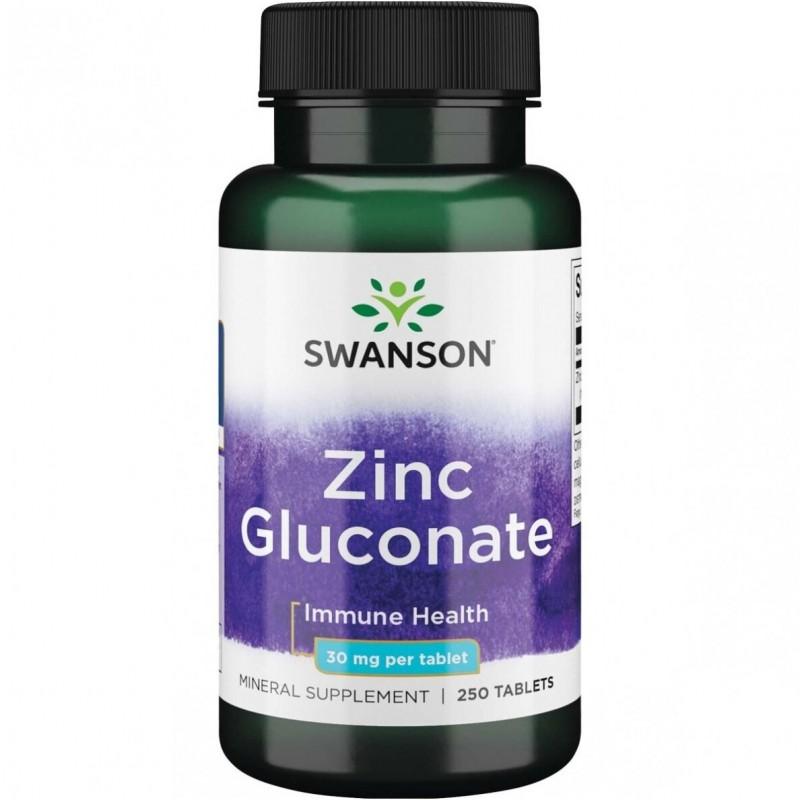Cinko gliukonatas, Swanson, 30mg, 250 kapsulių