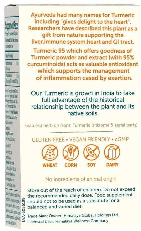Himalaya Herbals Ciberžolė Turmeric 95 Organic, Himalaya, 60 kapsulių