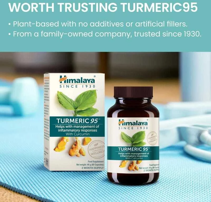Himalaya Herbals Ciberžolė Turmeric 95 Organic, Himalaya, 60 kapsulių