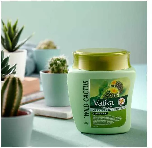 Karšto aliejaus kaukė slenkantiems plaukams Wild Cactus, Dabur Vatika, 500g