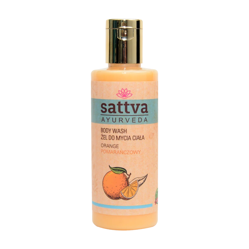 Kūno prausiklis - dušo gelis su apelsinais Oranžinis, Sattva Ayurveda, 210ml