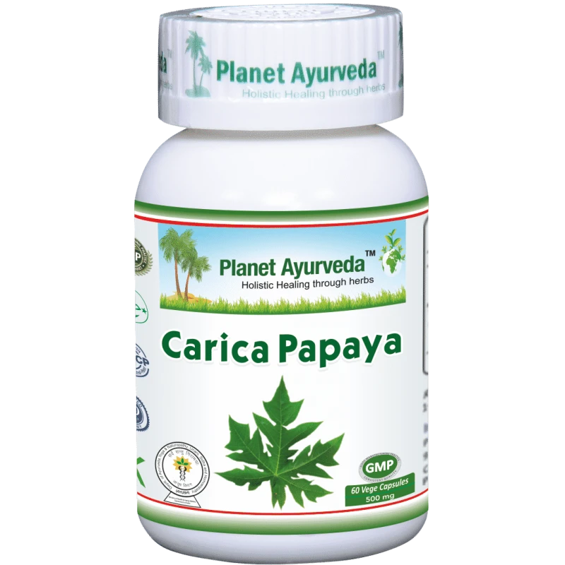 Ayumi Naturals Maisto papildas Carica Papaya, Planet Ayurveda, 60 kapsulių