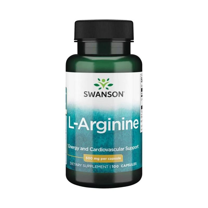 Maisto papildas L-Arginine, Swanson, 500mg, 100 kapsulių