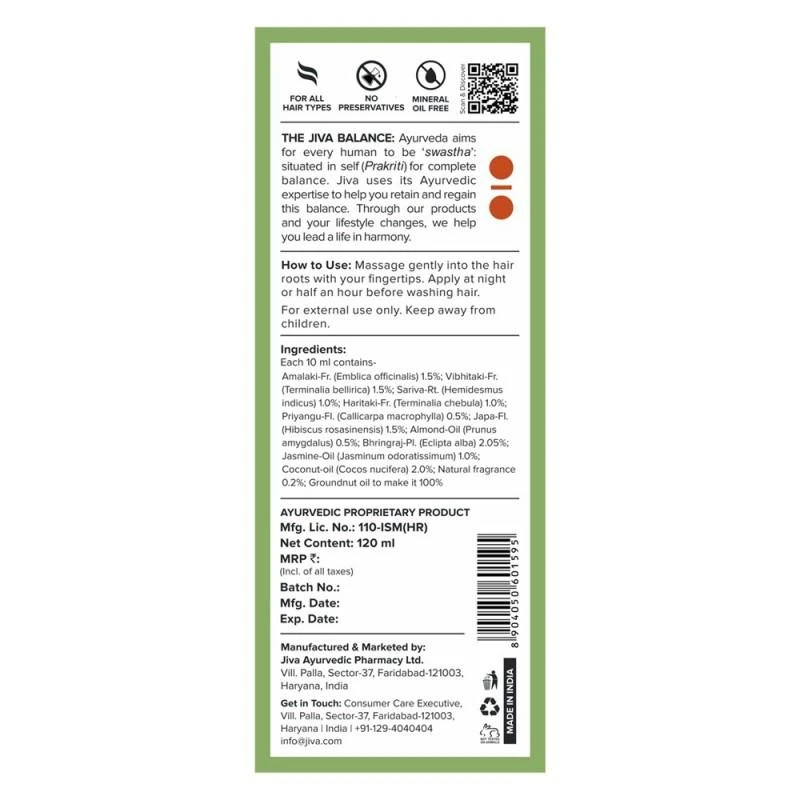 Maitinantis plaukų aliejus Amla, Jiva Ayurveda, 200ml