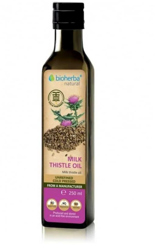 Grandininis pjūklas Margainio sėklų šalto spaudimo aliejus Milk Thisthle, Bioherba, 250ml