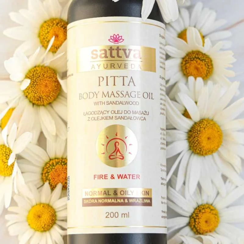 Masažo aliejus jautriai ir probleminei odai Pitta, Sattva Ayurveda, 200ml