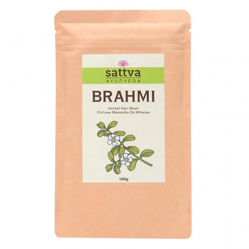 Mėlynžiedės taškuonės Brahmi milteliai plaukams, Sattva Ayurveda, 100g