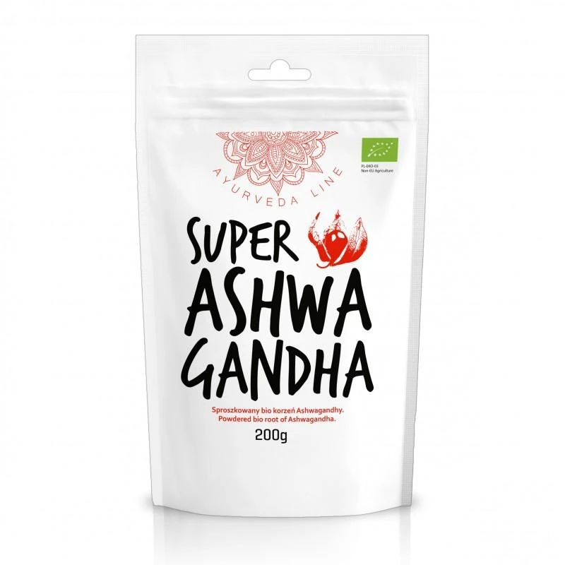 Diet Food Migdomosios vitanijos milteliai Super Ashwagandha, ekologiški, Ayurveda Line, 200g