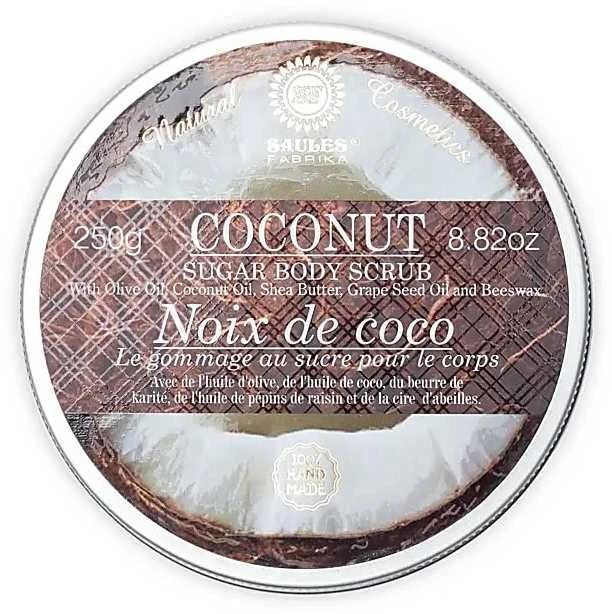 Natūralus cukraus kūno šveitiklis Kokosas, Saules Fabrika, 250g