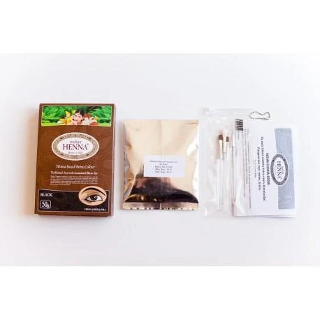Pagaminta Indijoje pagal Elfam Herbalshop SIA, Latvija užsakymą Natūralūs juodi chna antakių dažai Brow Juodas, Indian Henna, 50g