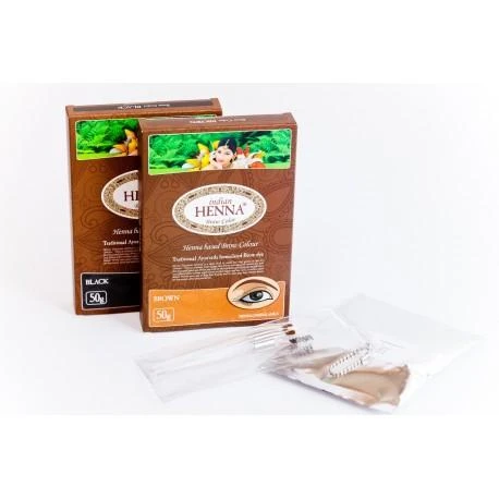 Pagaminta Indijoje pagal Elfam Herbalshop SIA, Latvija užsakymą Natūralūs juodi chna antakių dažai Brow Juodas, Indian Henna, 50g