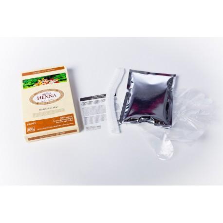 Pagaminta Indijoje pagal Elfam Herbalshop SIA, Latvija užsakymą Natūralūs šviesiai rudi plaukų dažai šviesiai rudas, Indian Henna, 100g