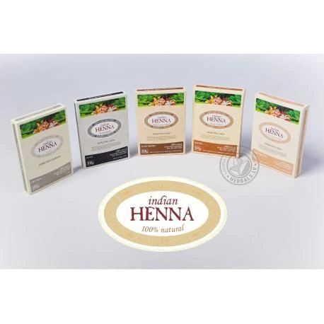 Pagaminta Indijoje pagal Elfam Herbalshop SIA, Latvija užsakymą Natūralūs tamsiai rudi plaukų dažai Dark Brown, Indian Henna, 100g