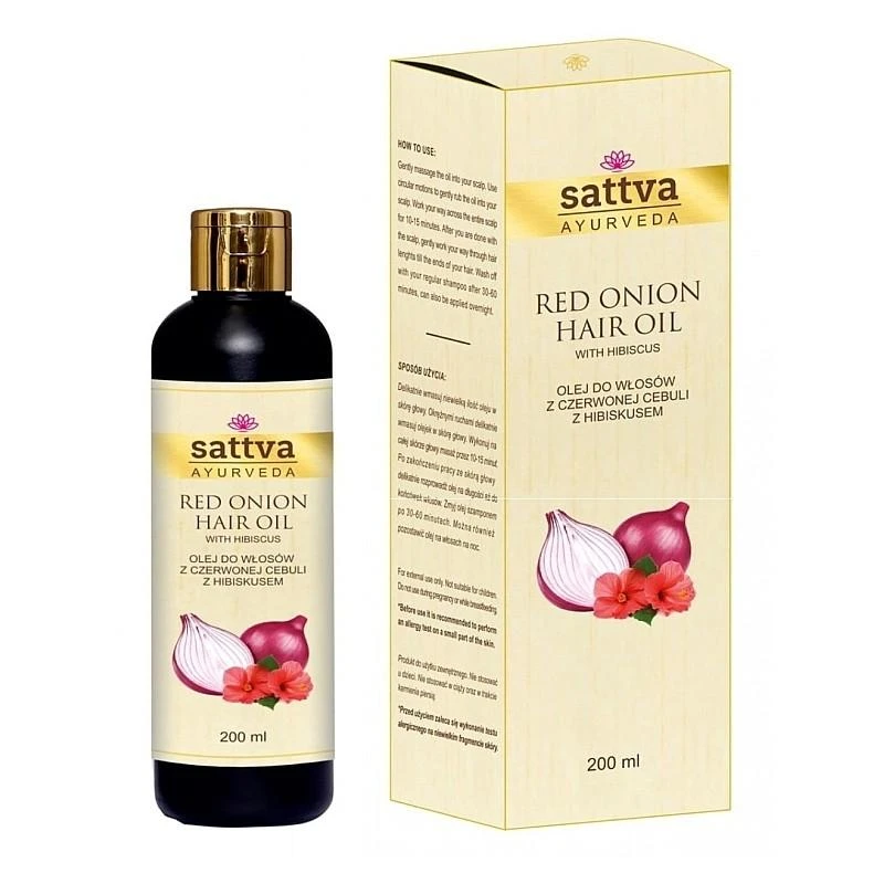 Raudonųjų svogūnų aliejus plaukams Raudona Onion, Sattva Ayurveda, 200ml
