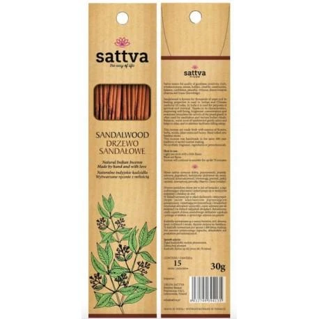 Santalo kvapo smilkalų lazdelės Sandalwood, Sattva Ayurveda, 15 vnt.
