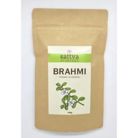 Mėlynžiedės taškuonės Brahmi milteliai plaukams, Sattva Ayurveda, 100g