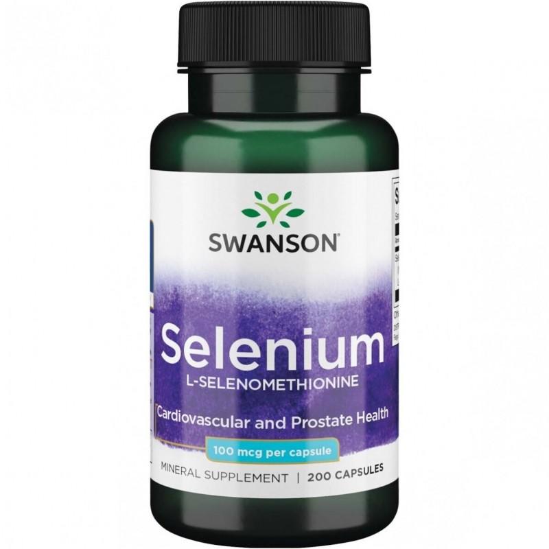 Selenas Selenium L-Selenomethionine, Swanson, 100mcg, 200 kapsulių