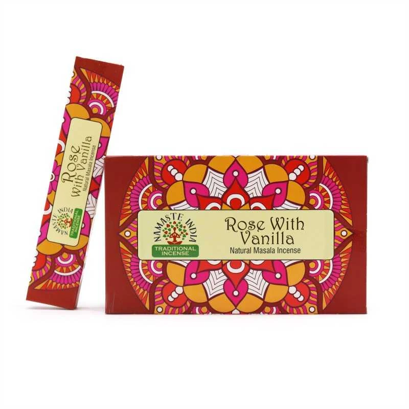 Orkay Smilkalų lazdelės Rose Vanilla Mandala Masala, Namaste India, 15g