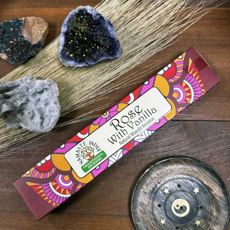 Orkay Smilkalų lazdelės Rose Vanilla Mandala Masala, Namaste India, 15g
