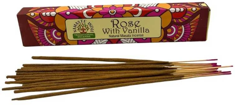 Orkay Smilkalų lazdelės Rose Vanilla Mandala Masala, Namaste India, 15g