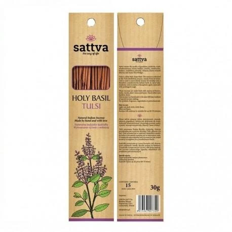 Šventojo baziliko kvapo smilkalų lazdelės Holy Basil Tulsi, Sattva Ayurveda, 15 vnt.