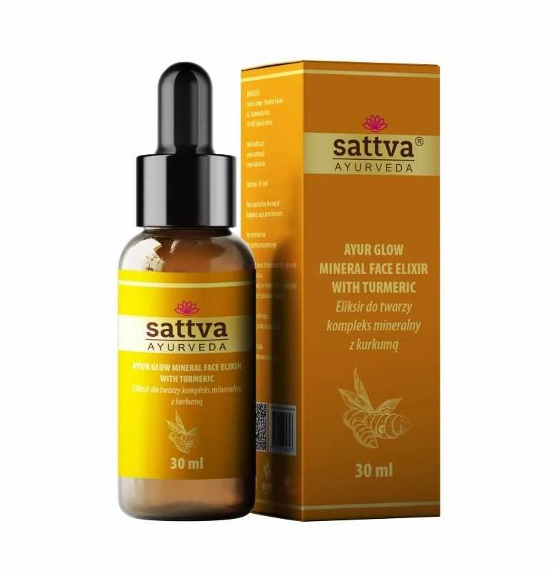 Veido serumas su ciberžole Ayur Glow Mineral Eliksyras, Sattva Ayurveda, 30ml