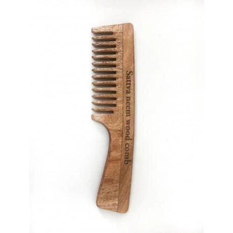Viengubos medinės nimbamedžio šukos, Sattva Ayurveda, 19 cm