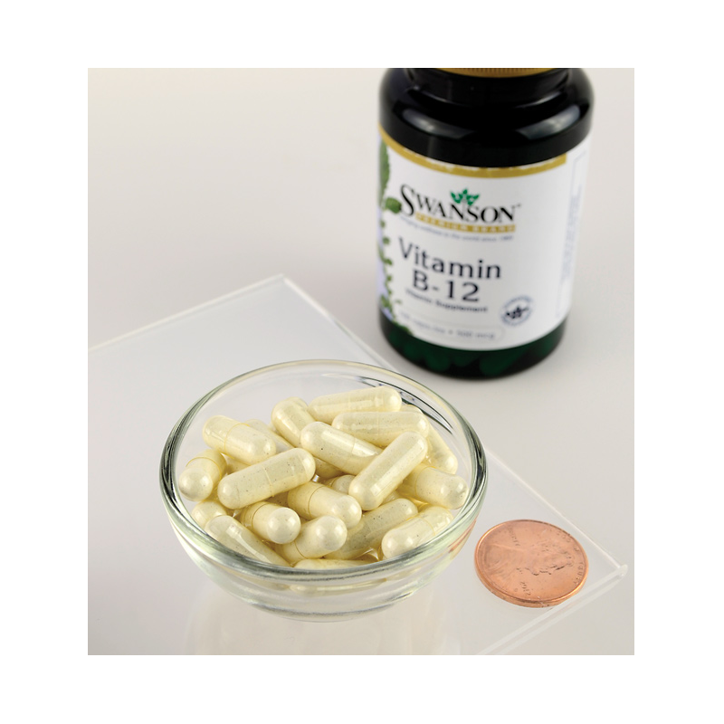 Vitaminas B12 (cianokobalaminas), Swanson, 500mg, 100 kapsulių