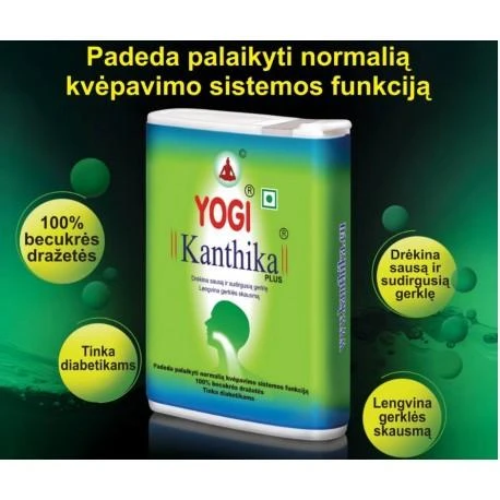 Čiulpiamosios dražetės gerklei Kanthika Plus, Yogi, 70 dražečių