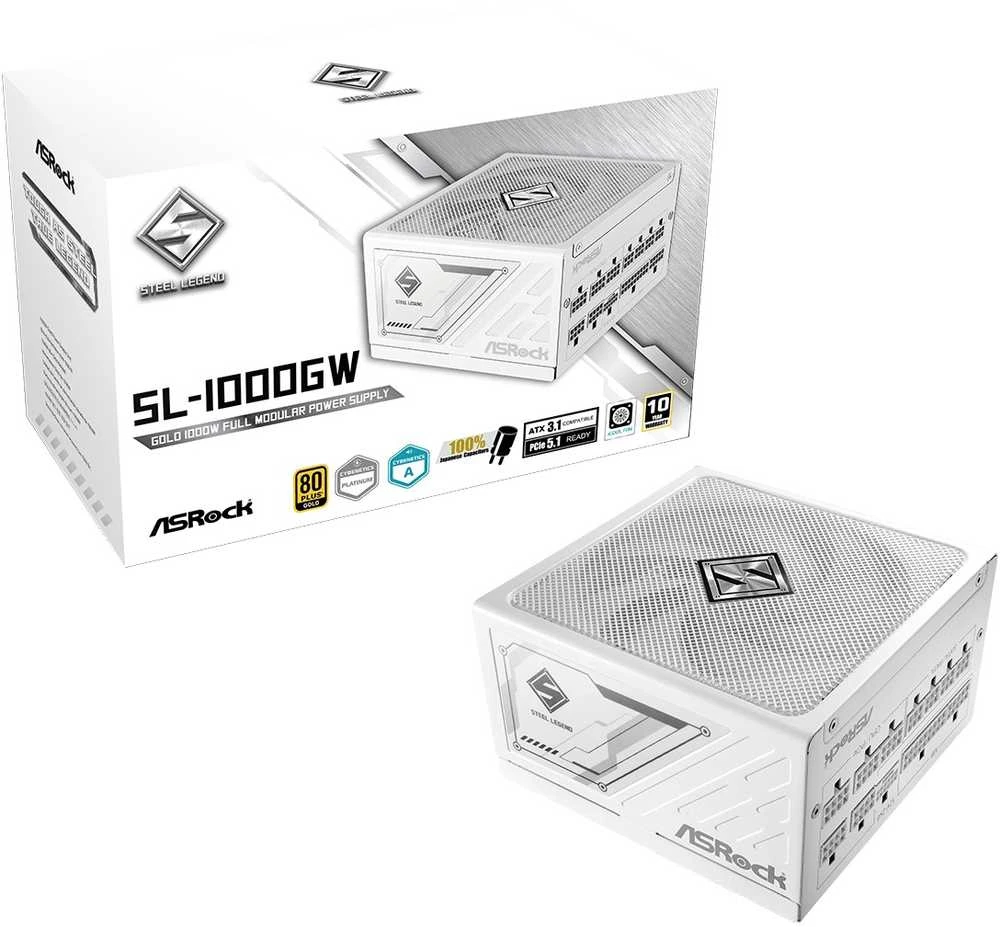 Maitinimo šaltinis ASRock STEEL LEGEND 1000W Baltas 80 Plus Gold