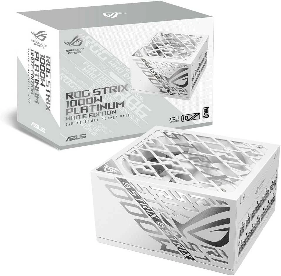 ASUS ROG Strix 1000W Platinum, 80 PLUS Platinum power supply, modular, PCIe 5.1 – 1,000 watts, baltas