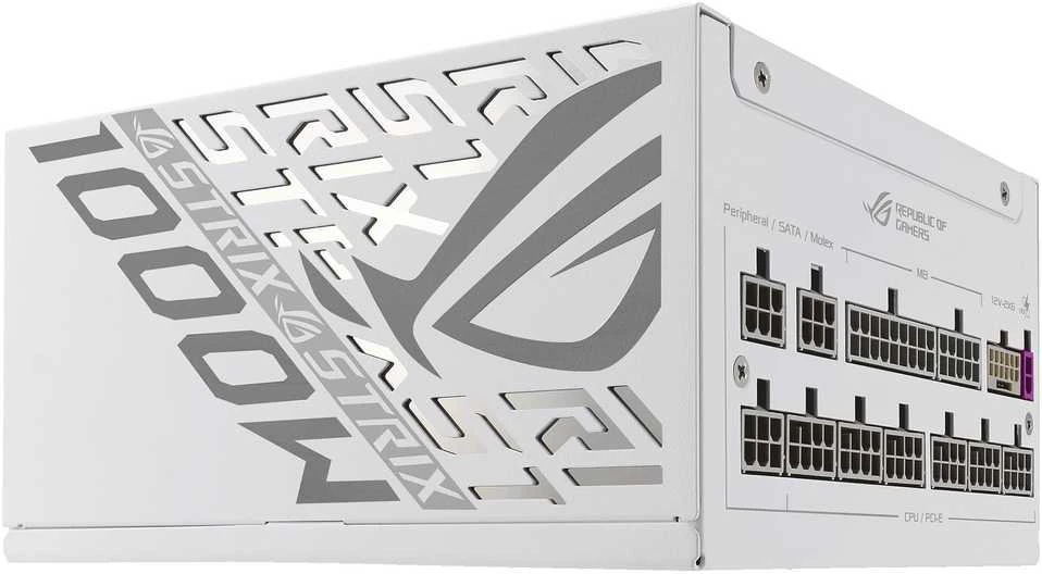 ASUS ROG Strix 1000W Platinum, 80 PLUS Platinum maitinimo blokas, modulinis, PCIe 5.1 – 1000 vatų, baltas